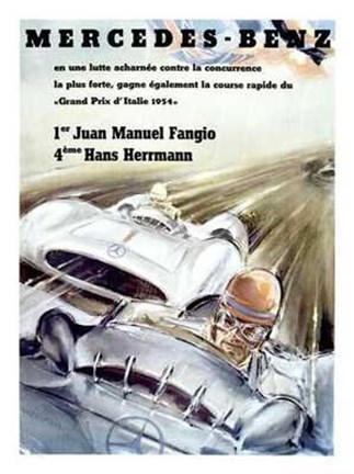 Framed Mercedez Benz, Italian Grand Prix, 1954 Print