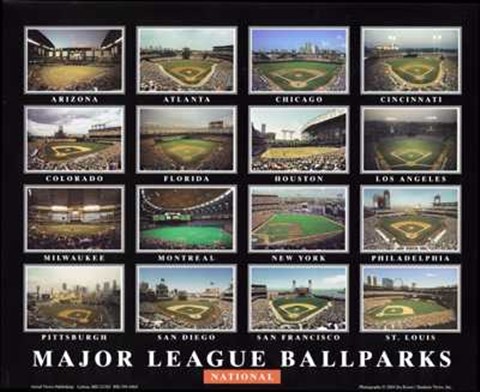 Framed Major League Ballparks - National League Print