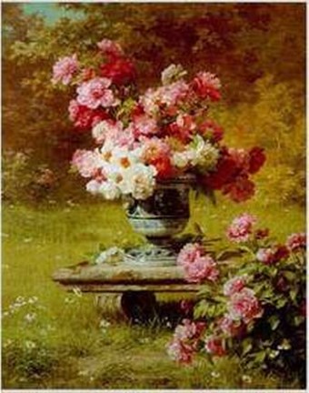 Framed Peonies in a Wild Garden Print