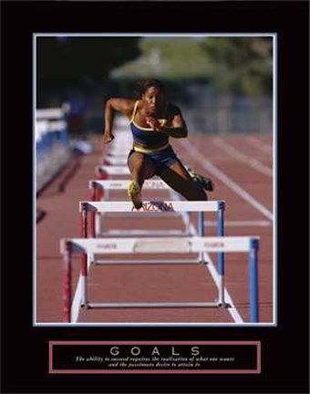 Framed Goals - Runner Jumping Hurdles Print