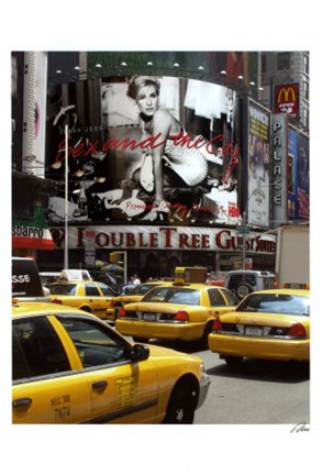 Framed Yellow Cabs on Times Square Print