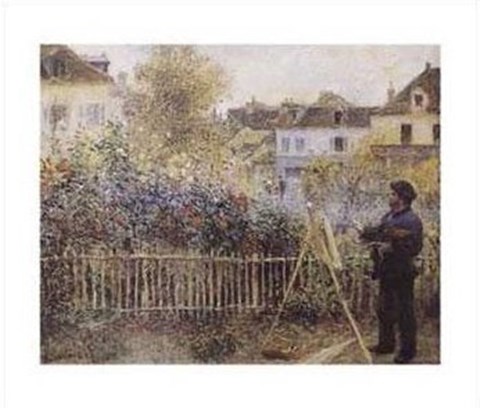 Framed Monet Painting in the Garden Print
