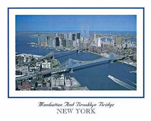 Framed Manhattan and Brooklyn Bridge Print