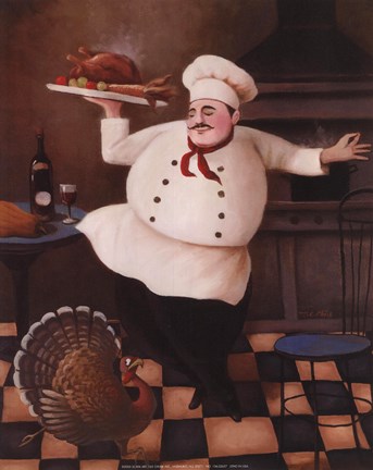 Framed Turkey Chef II Print