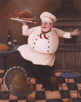 Framed Turkey Chef II Print