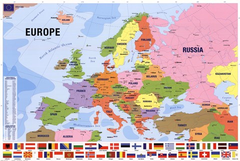 Framed Map Of Europe Print