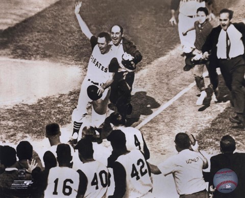 Framed Bill Mazeroski - 1960 World Series Winning Home Run, sepia Print