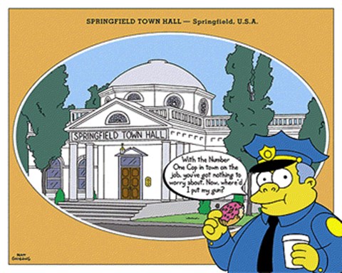 Framed Simpsons - Springfield Town Hall (postercard) Print
