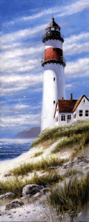 Framed Lighthouse On Cliff Print