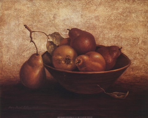 Framed Pears In Bowl Print