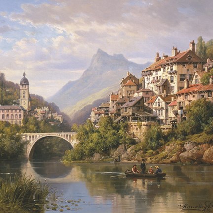 Framed Riverside Village II Print