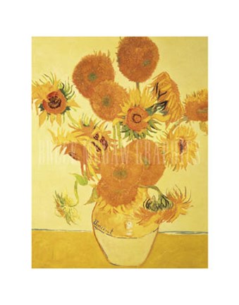 Framed Sunflowers on Gold, 1888 Print