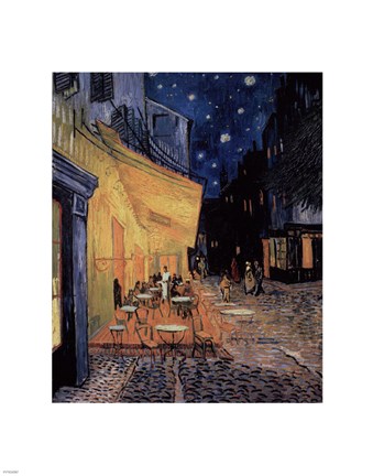 Framed Cafe Terrace on the Place du Forum, Arles, at Night, c.1888 Print