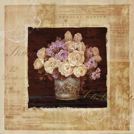 Framed Vintage Rose Yellow Print