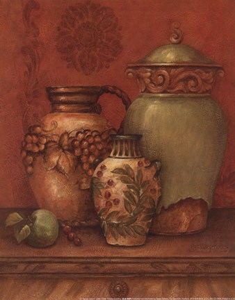 Framed Tuscan Urns II - Petite Print