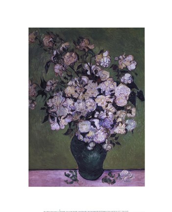 Framed Vase of Roses, c.1890 Print