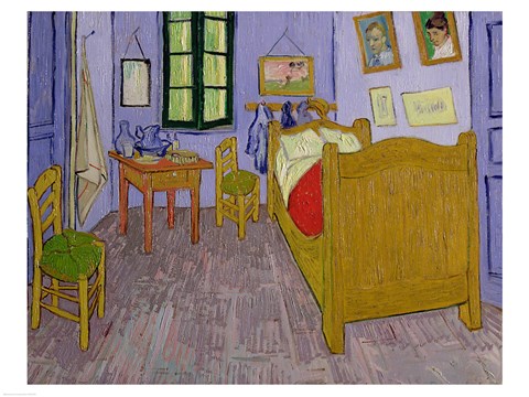Framed Bedroom at Arles, c.1887 Print