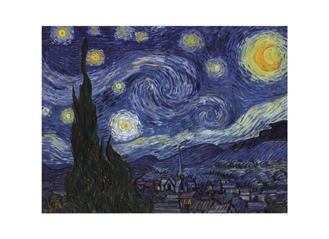 Framed Starry Night, c.1889 Print