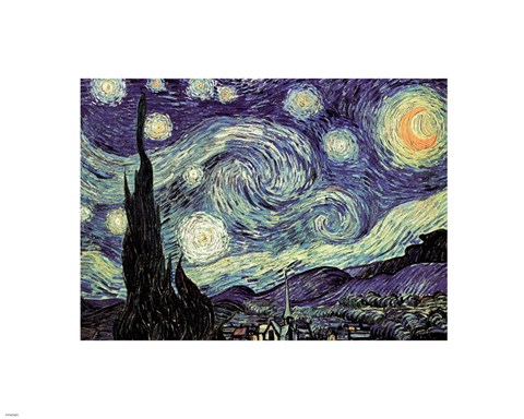 Framed Starry Night, c.1889 Print