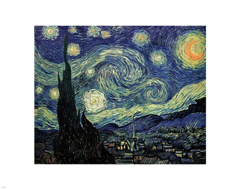 Framed Starry Night, c.1889 Print