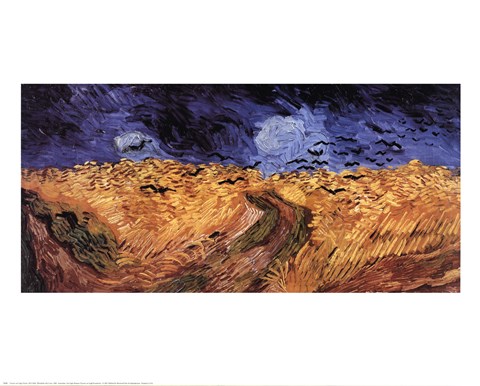 Framed Wheatfield with Crows, c.1890 Print