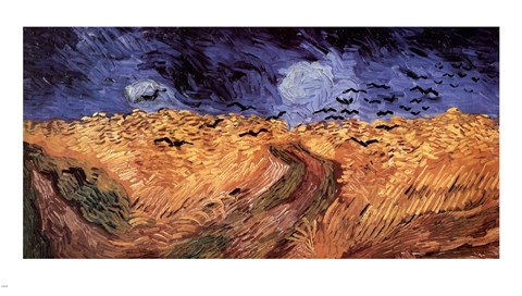 Framed Wheatfield with Crows, c.1890 Print