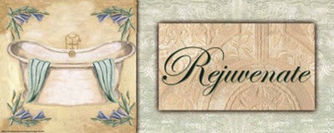 Framed Spa BathRejuvenate (Green) Print