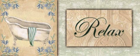 Framed Spa BathRelax (Green) Print