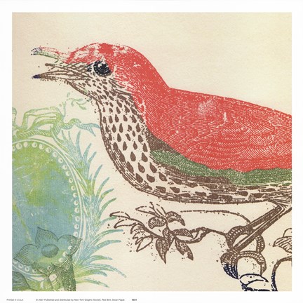 Framed Red Bird Print