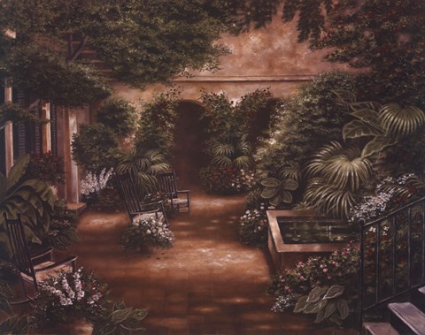 Framed Courtyard in New Orleans II Print