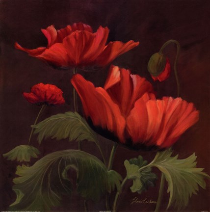 Framed Vibrant Red Poppies II Print