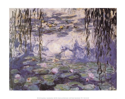 Framed Water Lilies and Willow Branches, c.1917 Print