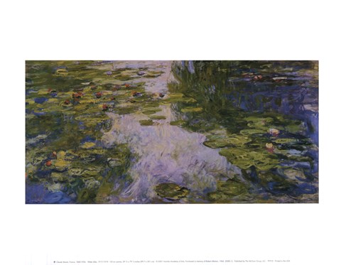 Framed Water Lilies, 1917/1919 Print