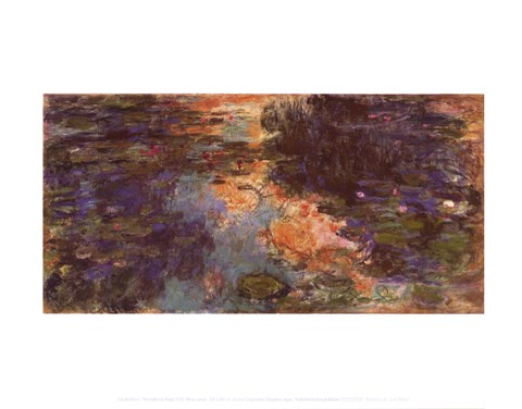 Framed Water Lily Pond, 1918 - close up Print