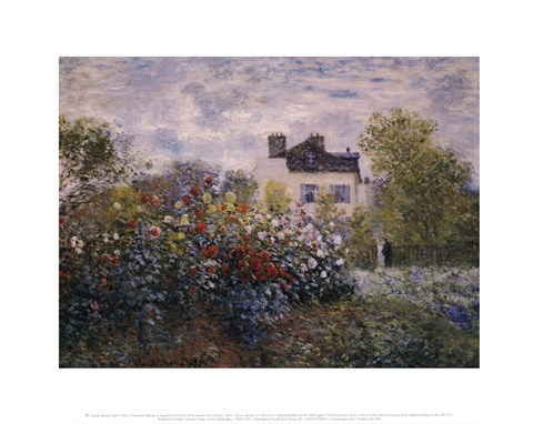 Framed Artist&#39;s Garden in Argenteuil (A Corner of the Garden with Dahlias), c.1873 Print