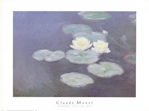 Framed Nympheas Effet du Soir Print