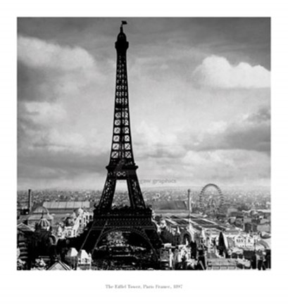 Framed Eiffel Tower, Paris France, 1897 Print