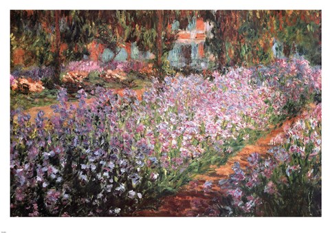 Framed Artist&#39;s Garden at Giverny, c.1900 Print