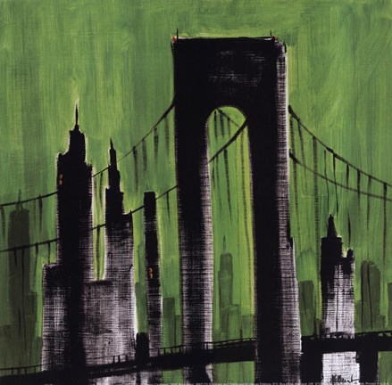 Framed Green Cityscape Print