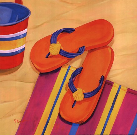Framed Orange Flip Flops Print