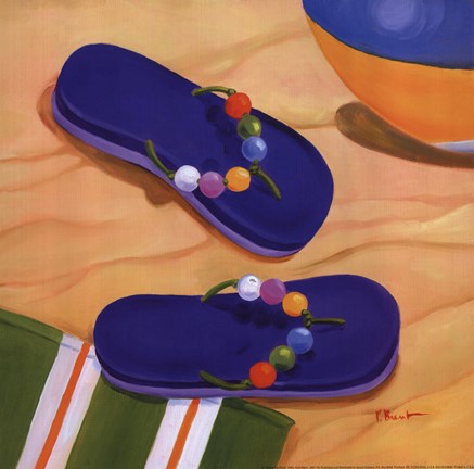 Framed Purple Flip Flops Print