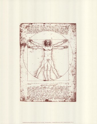 Framed Vitruvian Man (serigraph and embossed) Print