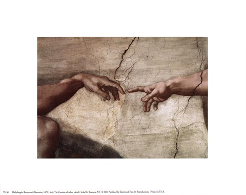 Framed Creation of Adam (hands detail) Print