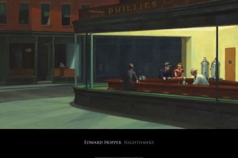 Framed Nighthawks, 1942 Print