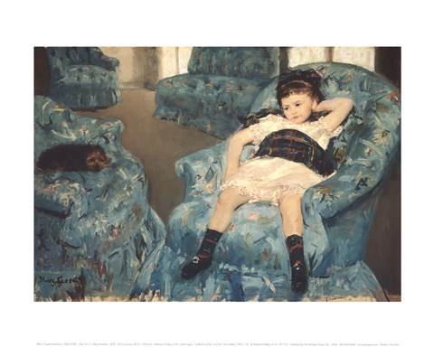 Framed Little Girl in a Blue Armchair, 1878 Print