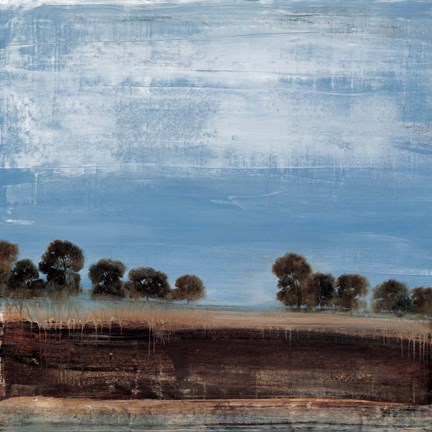 Framed Blue Tree Line Print