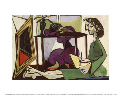 Framed Interior with a Girl Drawing Print