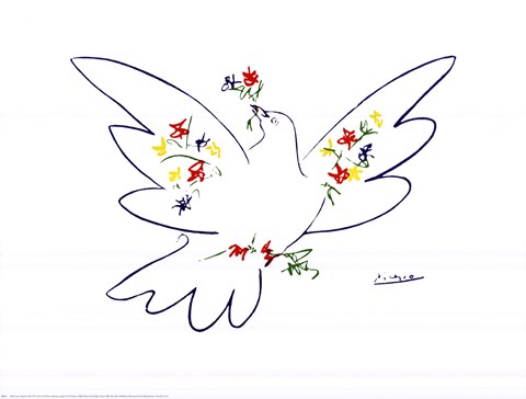 Framed Dove with Flowers Print