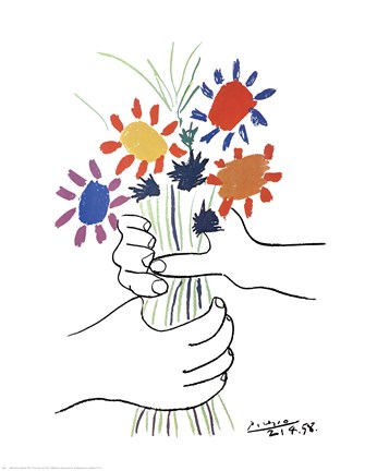 Framed Mains Aux Fleurs Print