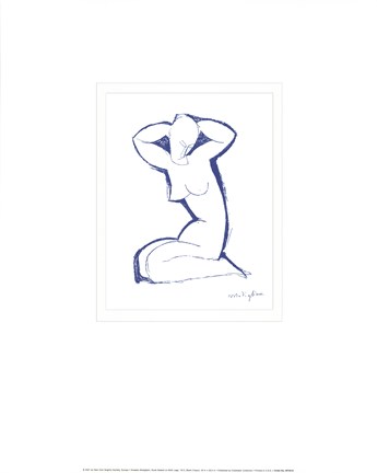Framed Nude Seated on Both Legs Print